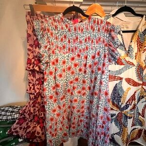 Oliphant Floral Midi Dress - Red and Blue